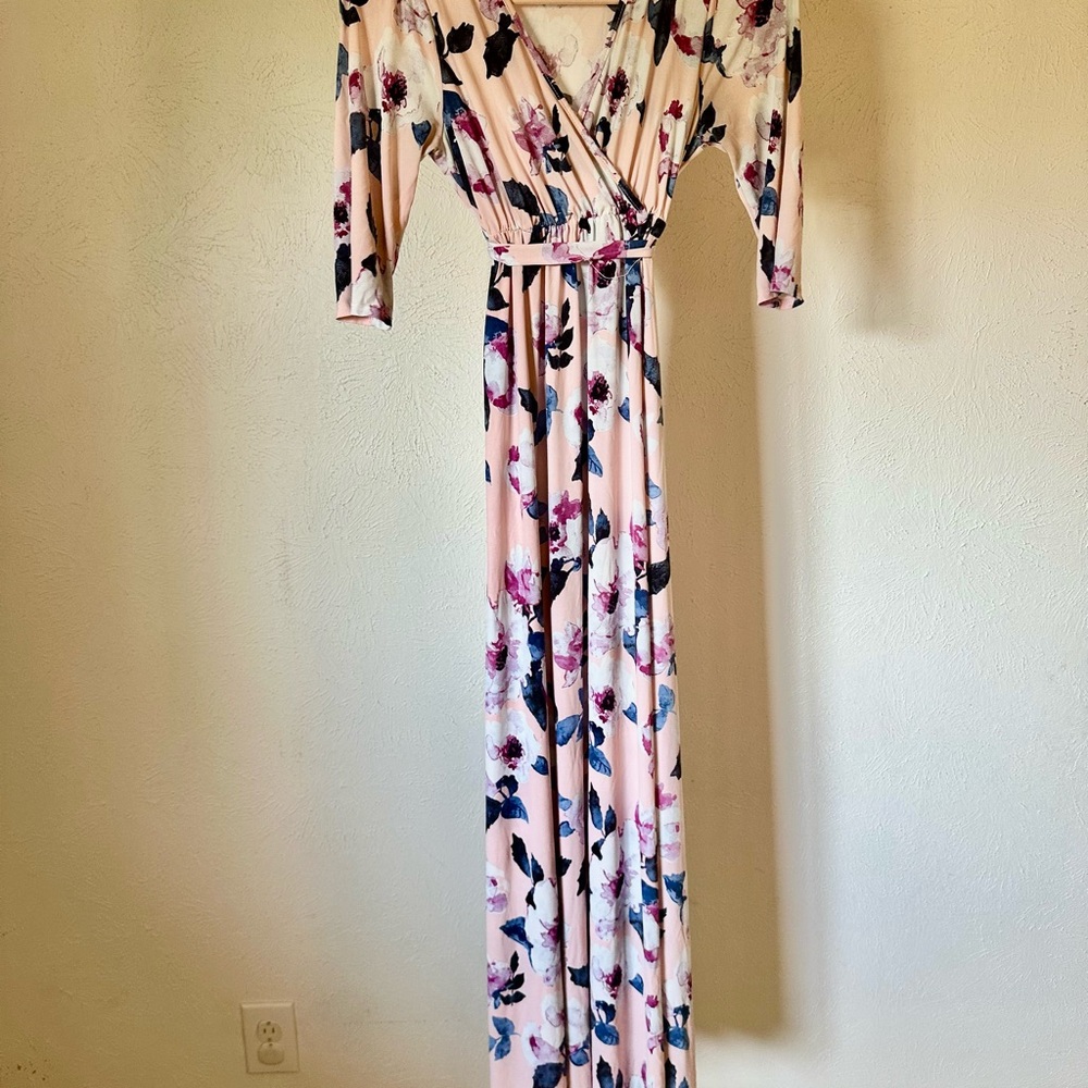 Pinkblush Maternity Floral 3/4 Sleeve Maxi Dress - Nursing/Maternity friendly